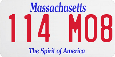 MA license plate 114MO8