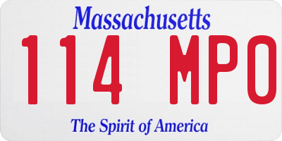 MA license plate 114MP0