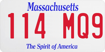 MA license plate 114MQ9