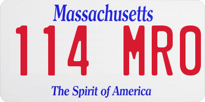 MA license plate 114MR0