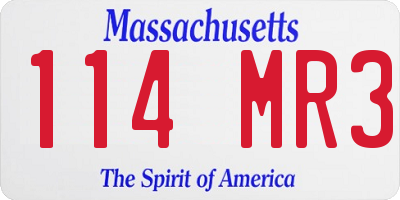 MA license plate 114MR3