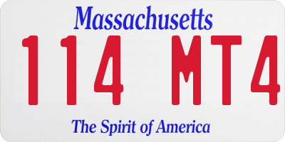 MA license plate 114MT4