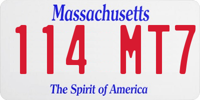 MA license plate 114MT7