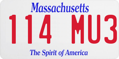 MA license plate 114MU3