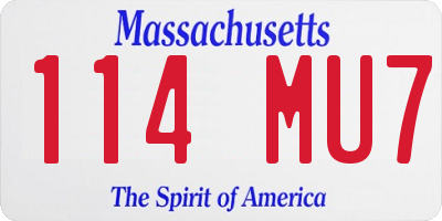 MA license plate 114MU7