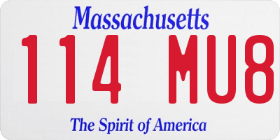 MA license plate 114MU8