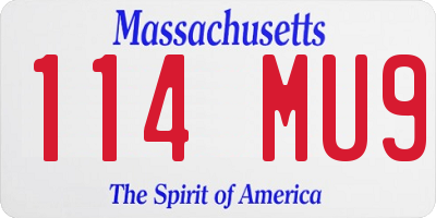 MA license plate 114MU9
