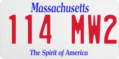 MA license plate 114MW2