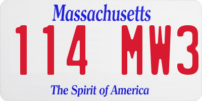 MA license plate 114MW3