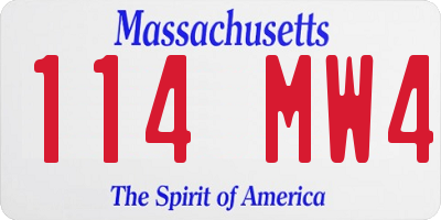 MA license plate 114MW4