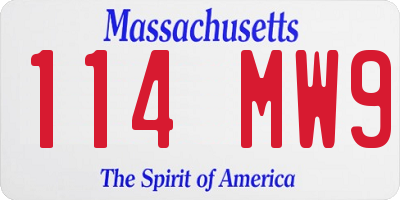 MA license plate 114MW9