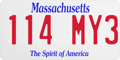 MA license plate 114MY3