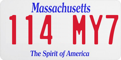 MA license plate 114MY7