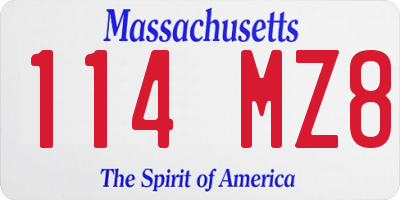 MA license plate 114MZ8
