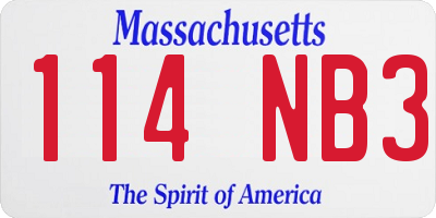 MA license plate 114NB3