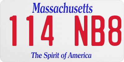 MA license plate 114NB8