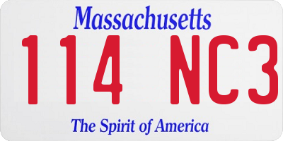 MA license plate 114NC3