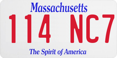 MA license plate 114NC7