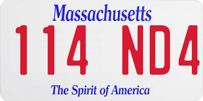 MA license plate 114ND4