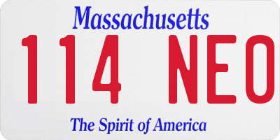 MA license plate 114NE0