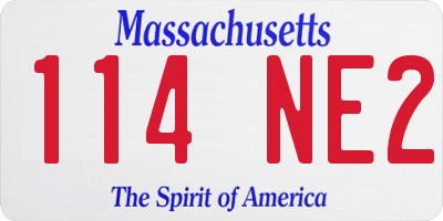 MA license plate 114NE2