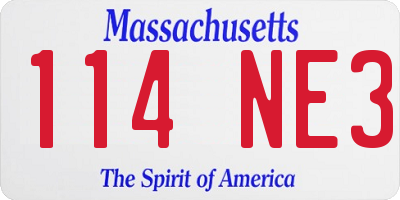 MA license plate 114NE3
