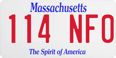MA license plate 114NF0