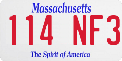 MA license plate 114NF3