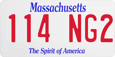 MA license plate 114NG2