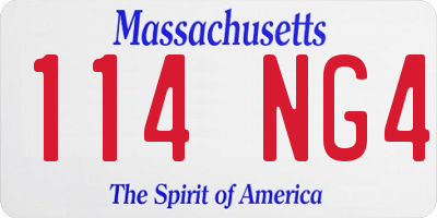 MA license plate 114NG4
