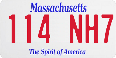 MA license plate 114NH7