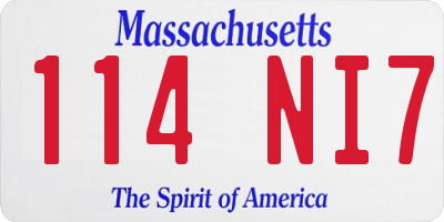 MA license plate 114NI7