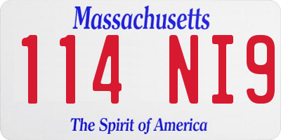 MA license plate 114NI9