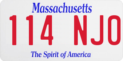 MA license plate 114NJ0