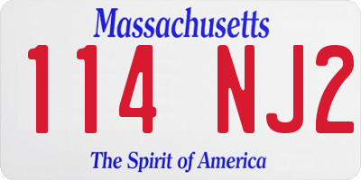 MA license plate 114NJ2