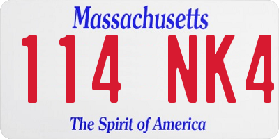 MA license plate 114NK4