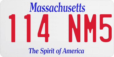 MA license plate 114NM5