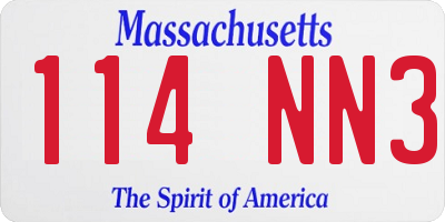 MA license plate 114NN3
