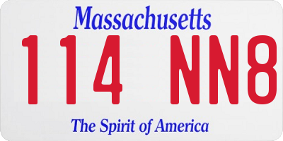 MA license plate 114NN8