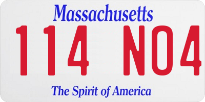 MA license plate 114NO4