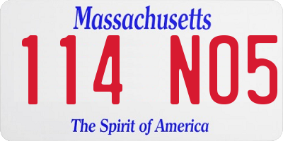 MA license plate 114NO5