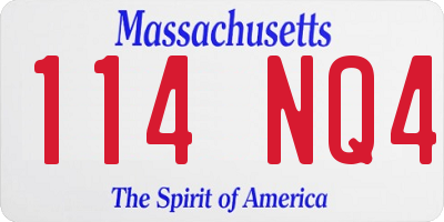MA license plate 114NQ4