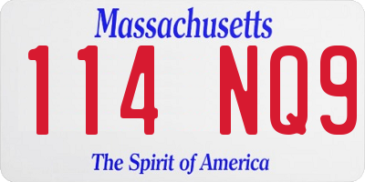 MA license plate 114NQ9