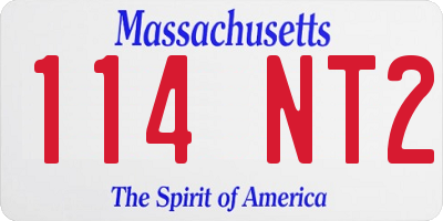 MA license plate 114NT2