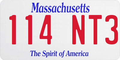MA license plate 114NT3