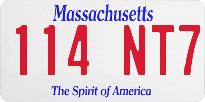 MA license plate 114NT7