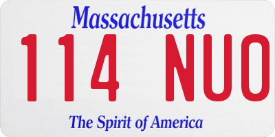 MA license plate 114NU0