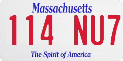 MA license plate 114NU7