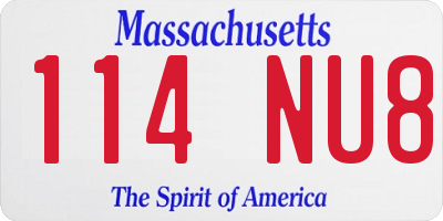 MA license plate 114NU8