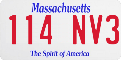 MA license plate 114NV3